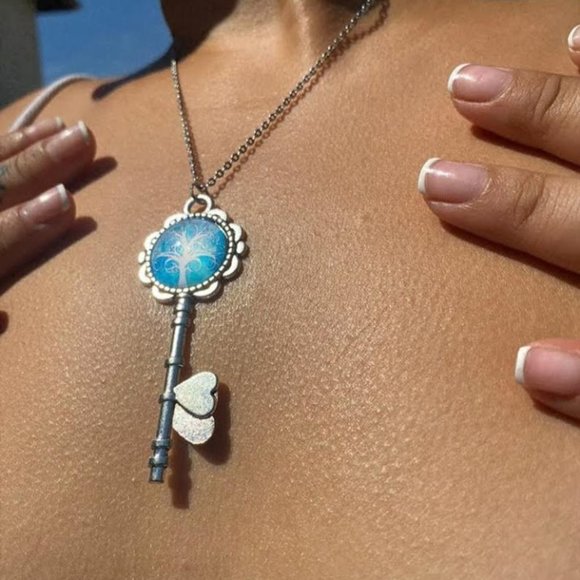 Tree Of Life Necklace-Cabochon Key Necklace - Picture 2 of 4